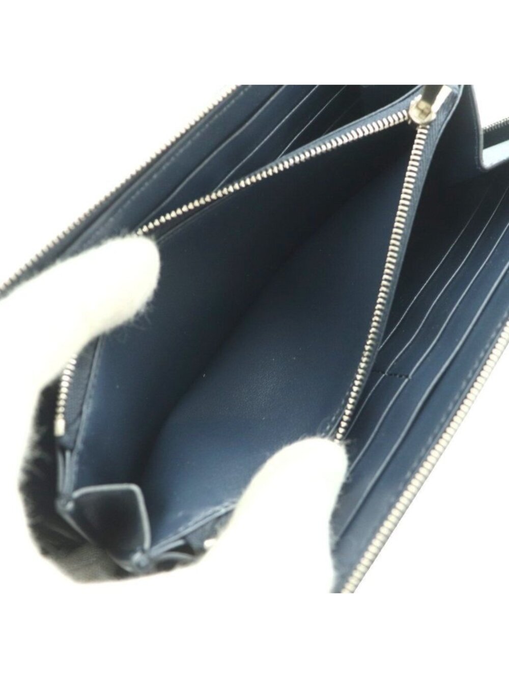 Celine Large Zipped Wallet Leather Navy Blue SS - Picture 6 of 8